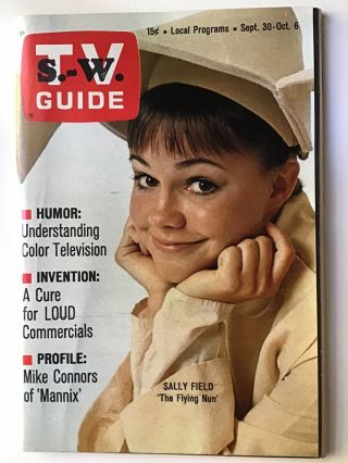 Tv Guide Sept.  30 - Oct.  6,  1967 - Sally Field - The Flying Nun -
