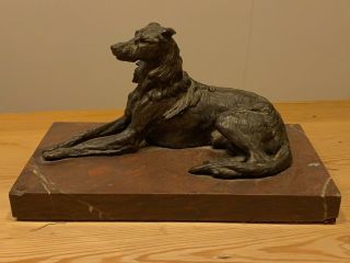 Very Rare Antique Large Scottish Deerhound Bronze Model 1890