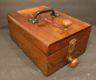 Antique Vintage Wood Box With Metal Handles And Knobs Patina Look