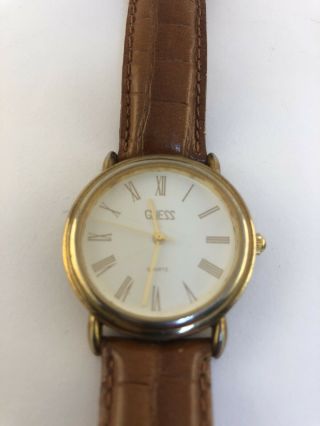 Vintage Mens Guess Watch With Brown Leather Band 2