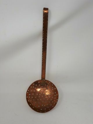 Antique Arts & Crafts Solid Copper Ladle 36 X 13 Cms