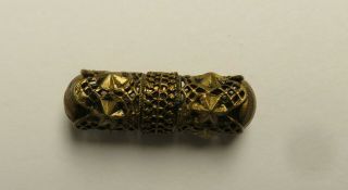 Cricket Cage Button Brass Filigree Barrel Shape 1 And 1/4 "