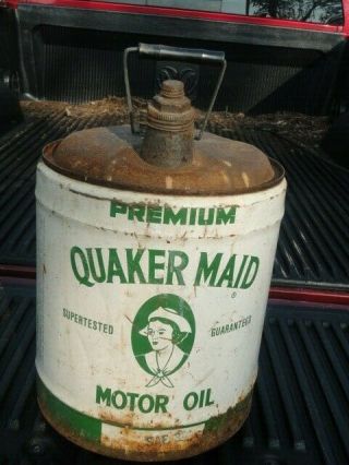 Rare Vintage Quaker Maid 5 Gal Oil Can - Empty