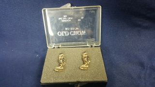 Rare Vintage Old Crow Bourbon Whiskey Gold Cufflinks Case Vg