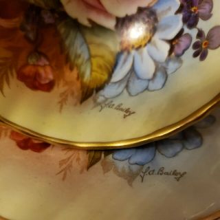 - SPECTACULAR and RARE Aynsley Cabbage Rose Teacup and Saucer Signed J A Bailey - 6