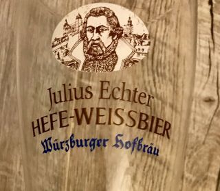 Rare Julius Echter 0.  5L Hefe - Weissbier German Beer Glass Wurzburger Hofbrau 2