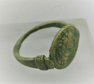 Ancient Bronze Ring With Depicting Of Alexander The Great