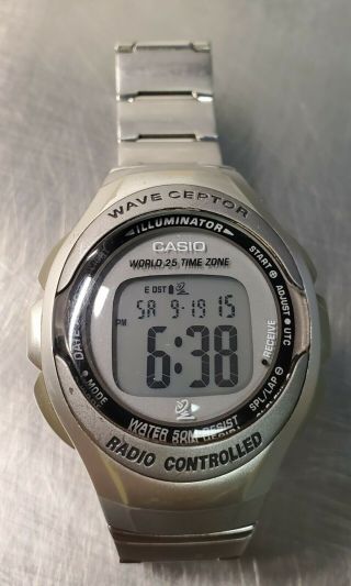 Vintage Casio Wave Ceptor Wv - 50h World 25 Time Zone Digital Quartz Watch - Rare