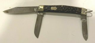 Vintage Alcoso Stock Knife 3 Blades Solingen Germany Folding 3 " Main Blade Rare