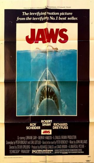 Jaws 1975 Vintage One - Sheet Movie Poster Rare