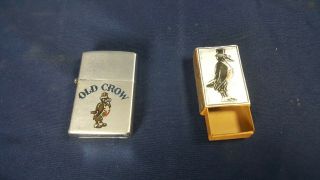 Rare Vintage Old Crow Bourbon Whiskey Lighter Penguins No.  126 Matchbox Empty Vg