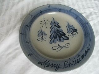 Vintage Rowe Pottery “merry Christmas” Salt - Glazed Plate 8 3/4 "