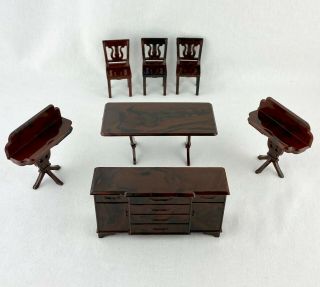 Vintage Plasco Toy Miniature Dollhouse Furniture Dresser Chairs Table Plastic
