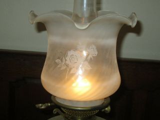 Vintage Duplex Etched Glass Kerosene Paraffin Oil Lamp Shade