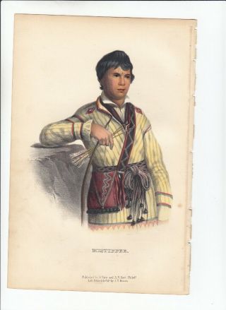 Rare 8vo Hand Colored Mckenney And Hall Portrait Print 1848: Mistippee
