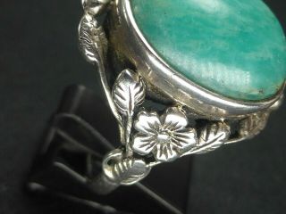 ANTIQUE ARTS AND CRAFTS SILVER AMAZONITE RING SIZE M,  INSTONE? 3