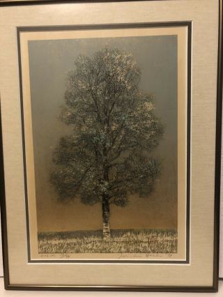 Rare Vintage Joichi Hoshi 1979 ”winter Day A” Japanese Autumn Woodblock Print