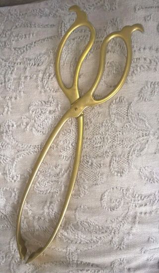 Very Large Vintage Brass Coal Tongs - 38cm Scissors