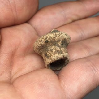 Pre - Columbian Ear Spool Terracotta Jewelry Artifact Ancient Pottery