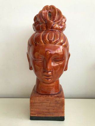 Aldo Londi Bitossi Italy Vintage Pottery Kwan Yin Buddha Ceramic Bust Very Rare