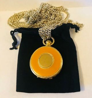 Rare 1975 Estee Lauder Azuree " Golden Times " Solid Perfume Compact/necklace