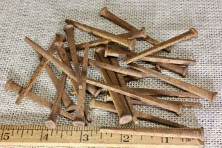 2 1/2” Old Square Nails 1/4 " Head 25 Qty Vintage 1880’s Iron Antique Rust Patina