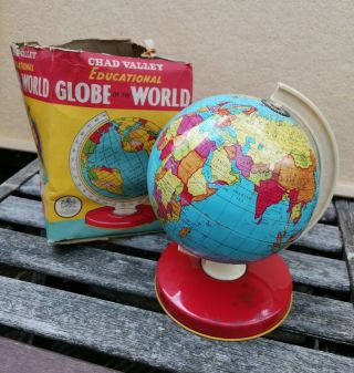 Vintage 1950s - Chad Valley Tin Globe Atlas No:10028 - Box