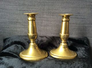Pair Antique Georgian Solid Brass Candlesticks