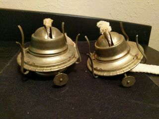 2 Antique Brass P&A Eagle Kerosene Oil Lamp Burner W/ WickS L@@K WORK 3