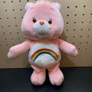 2002 Care Bears Cheer Bear Pink Rainbow Stuffed Plush 11” Rainbow