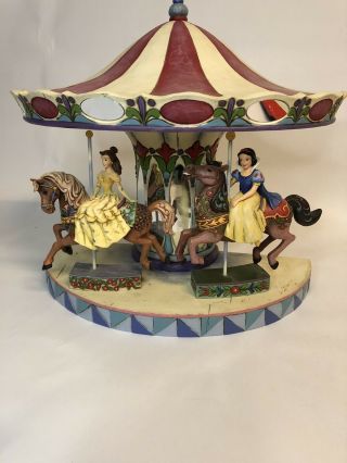 Rare Jim Shore Disney Princess Carousel With Princess Bell And Snow White