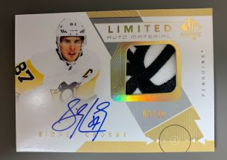 2018/19 Ud Sp Authentic Sidney Crosby Limited Auto Material Patch 03/10 Rare