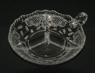 Perfect Rarely - Seen Cambridge " Minerva " Etched Divided Nappy Bowl