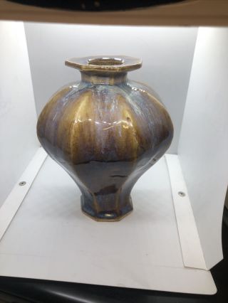 C19th Antique Chinese High Fired Flambe’ Glazed Vase