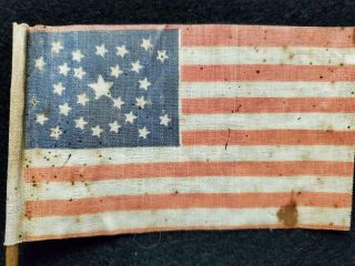 Antique 26 Star Flag 1837 - 1845 Rare Medallion Pattern Pre Civil War Wood Staff
