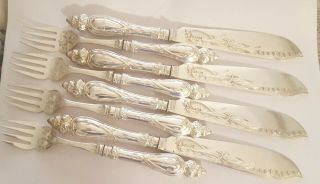 Antique Silver Plated Fish Knife & Fork X 4