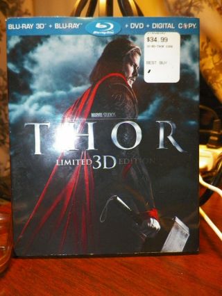 Thor 3d Blu Ray Dvd 2011 3 Disc Marvel Limited Edition With Rare Slipcover