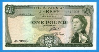States Of Jersey 1 Pound 1963 Queen Elizabeth Ii Series J578905 Rare