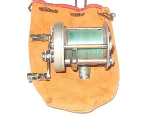 Vintage Pflueger Supreme No.  1573 Bait - Cast Fishing Reel With Leather Pouch Usa