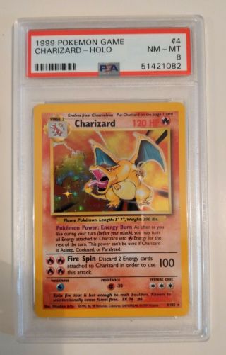 Pokémon 1999 Charizard 4/102 Holo Base Set Psa 8