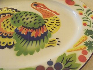 Vintage Enamelware Turkey Thanksgiving Platter Tray 14 