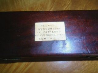 Antique,  Mahogany Cased Sikes Hydrometer By Josh Long,  London