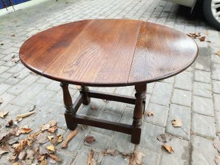 Vintage Solid Oak Oval Drop Leaf Coffee Table