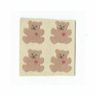 Rare Vintage Sandylion Stickers 1.  5 " Module Brown Backing Fuzzy Small Teddy Bear