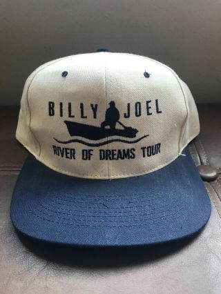 Vintage Rare Billy Joel River Of Dreams Concert Tour Cap Hat Beige Navy/blue