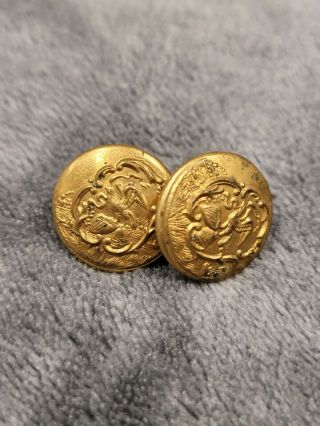 Post Civil War Illinois State Seal Cuff Buttons 1870s Rare Design Scovill Gold
