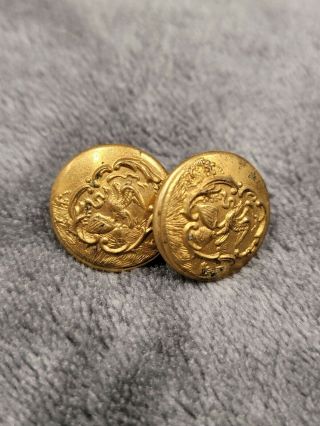 Post Civil War Illinois State Seal Cuff Buttons 1870s Rare Design Scovill Gold 2