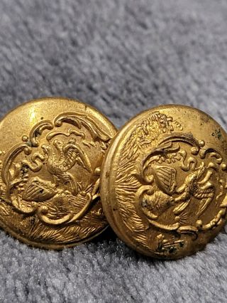 Post Civil War Illinois State Seal Cuff Buttons 1870s Rare Design Scovill Gold 3