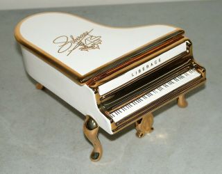 Rare Vtg Liberace Foundation White/gold Baldwin Piano Music Box Ceramic