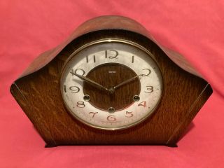 Antique Oak Smiths Westminster Chime Mantel Clock